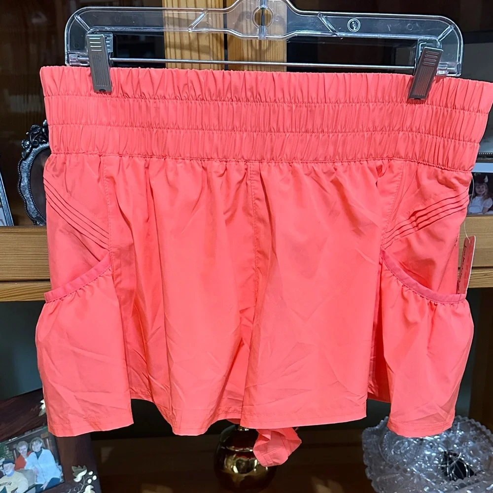 Free People Movement Get Your Flirt On Neon Coral Tennis or Pickleball Shorts